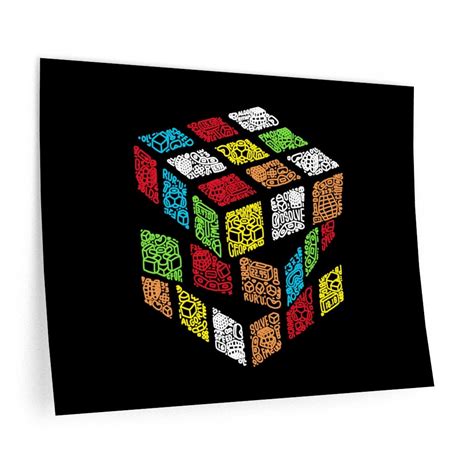 Rubik S Cube Wall Decal Doodle Cube Hand Drawn Artwork Etsy