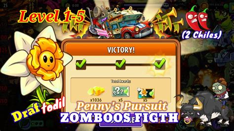 Pvz2 Penny Pursuit DRAFTODIL Zomboss Figth Level 1 5