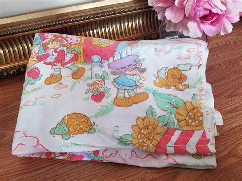 Vintage 1980s Strawberry Shortcake Twin Flat Sheet Vintage Strawberry