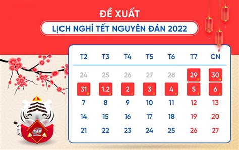 Lịch nghỉ lễ, Tết năm 2023 mới nhất - Các ngày nghỉ lễ tết 2022