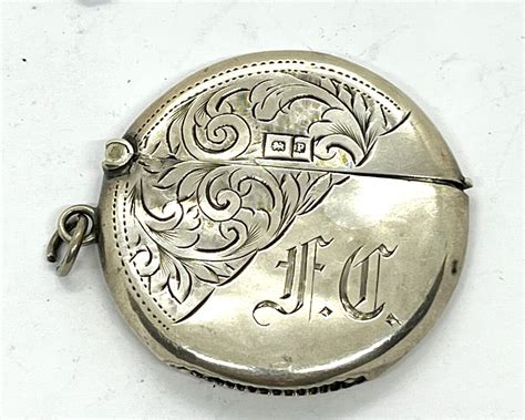 Antique Silver Circular Vesta Case Etsy Uk