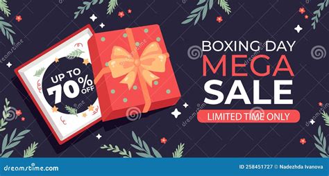 Flat Boxing Day Horizontal Banner Template Vector Illustration Stock