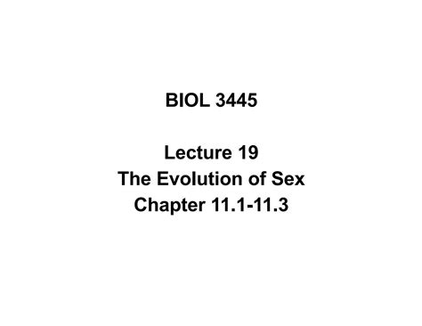 SOLUTION Lecture 19 The Evolution Of Sex 1 Studypool