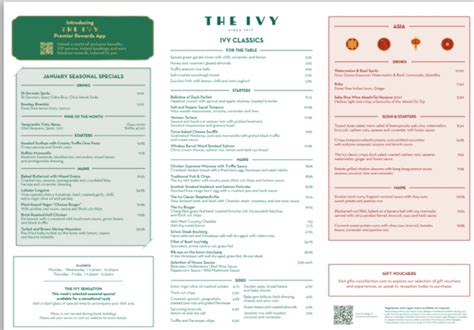 The Ivy On The Square Edinburgh's full menu online