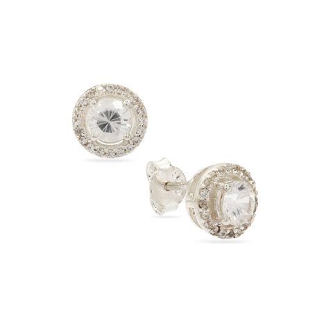 Cts White Zircon Sterling Silver Earrings Gemporia