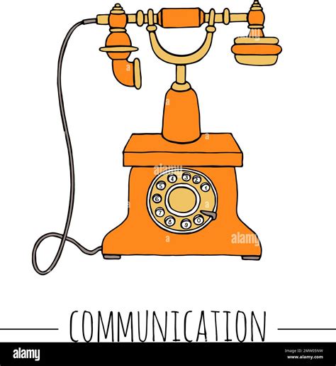 Vector Vintage Telephone Retro Illustration Of Wired Rotary Dial