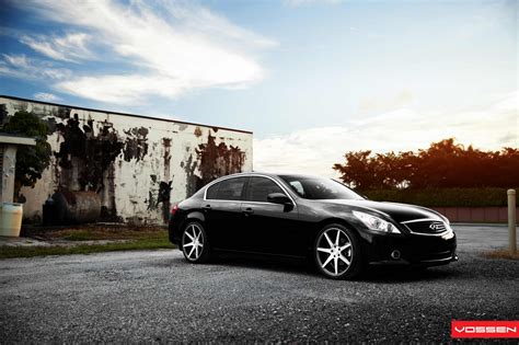 Black Infiniti G37 Sits Well On Contrasting Polished Rims By Vossen