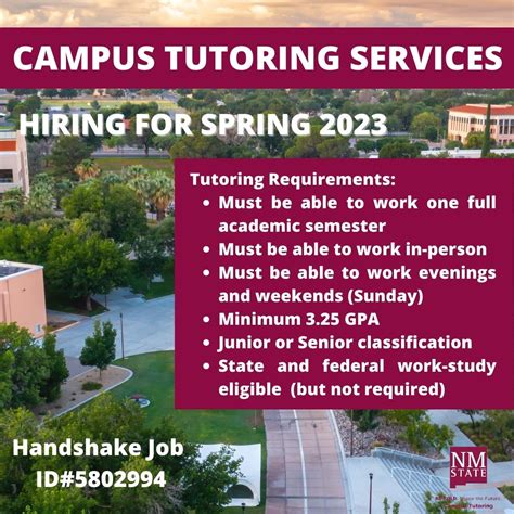 Become A Tutor New Mexico State University Be Bold Shape The Future