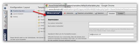 Weblication Cms Onlinedokumentation Konfiguration Layout Quelltexte