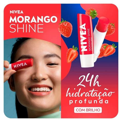 Nivea Hidratante Labial Morango Shine Cuidado Intensivo Para Seus