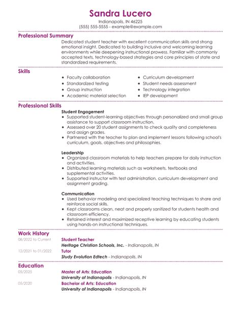 Great Student Teacher Resume Examples For 2024