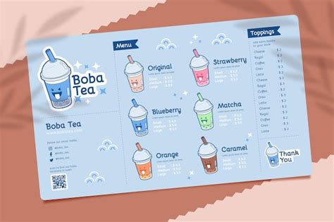 Premium Vector Bubble Tea Restaurant Menu Template