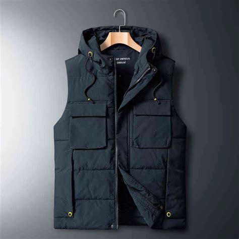 Winter Sleeveless Down Vest Mens Warm Hooded Coat With Padded Large Mens Waistcoats Plus Size Xl