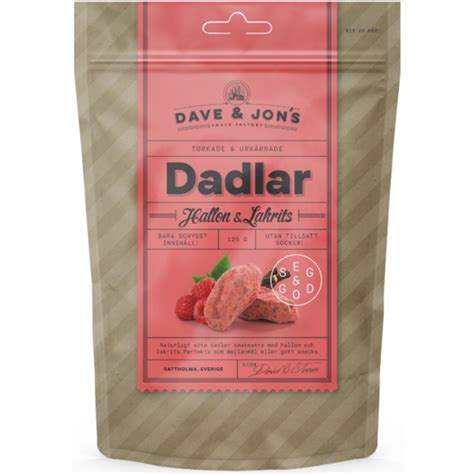 Köp Dave Jons Dadlar Hallon Lakrits 125 g på MEDS se