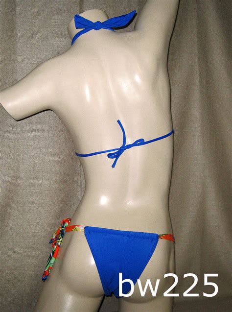 Sexy ORANGE BLUE FLORAL STAMPED Bikini Swimsuit Authentic Brazilian