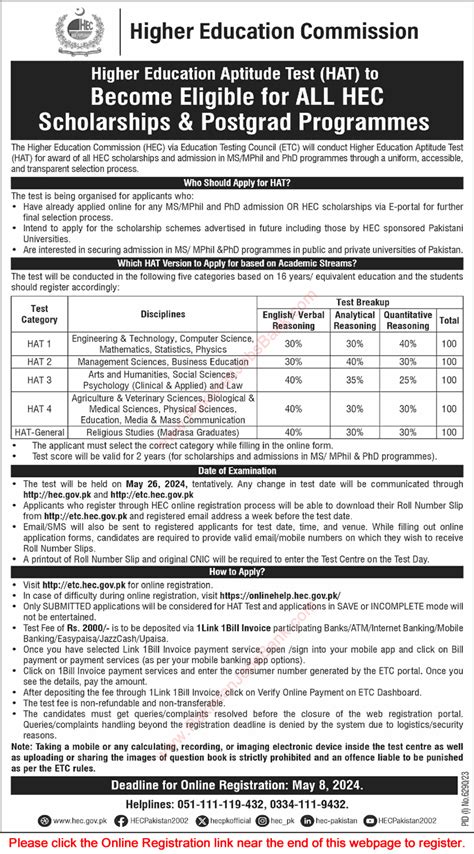 Hec Scholarships Aptitude Test April Apply Online For Ms Mphil