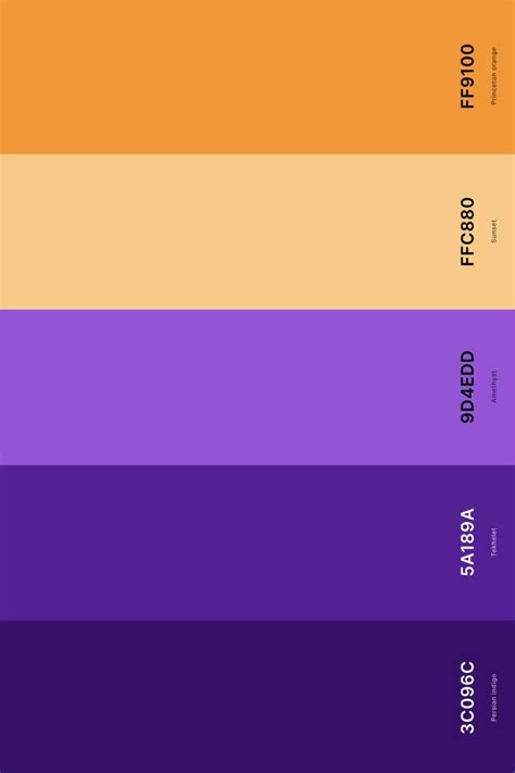 7 Purple And Orange Color Palette Color Palette With Persian Indigo Hex 3c096c Tekhelet