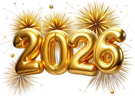 Shiny Gold 2026 Number With Golden Fireworks And Festive Sparkles On