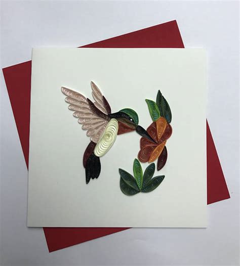 Hummingbird Quilling Greeting Card Quilling Card Quilled Cards