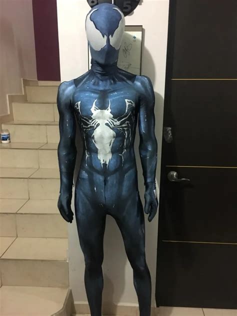 T Symbionten Spiderman Kostüm Cosplay Halloween Zentai Anzug Schwarz