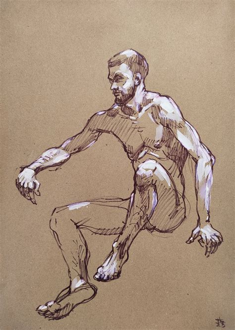 Nude Male Figure Original Sketch Drawing Nude Man Homoerotic Art Wall Gay Art X Cm A