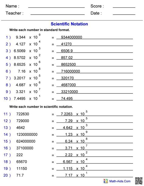 Scientific Notation Worksheet 3 Answers Hoeden At Home