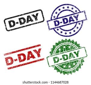 D Day Seal Stamps Corroded Texture Black Stock Vector Royalty Free