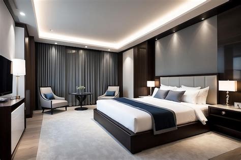 Premium Photo Modern Elegant Hotel Bedroom Interior