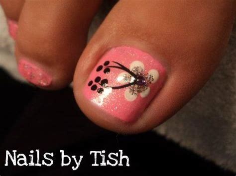 beach flower nail design by Tish Arte de uñas de pies Diseños de