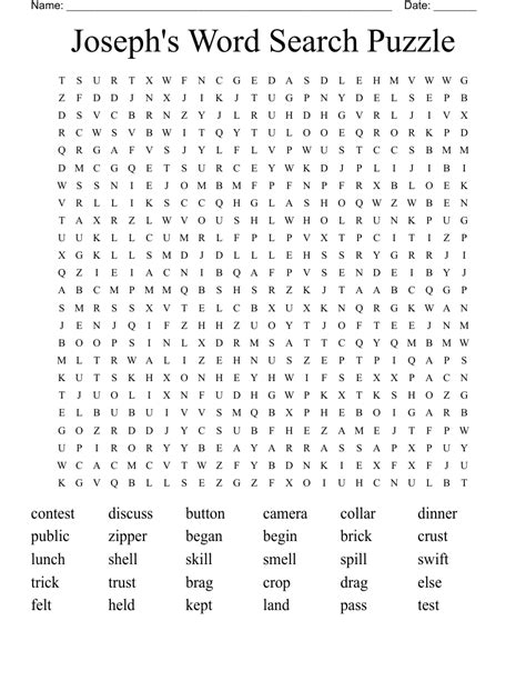 Joseph S Word Search Puzzle WordMint