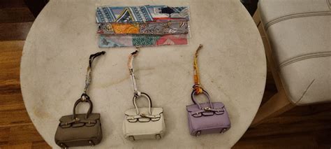 Mini Hermes Birkin Bag Charm Imitation With Scarfs Womens Fashion
