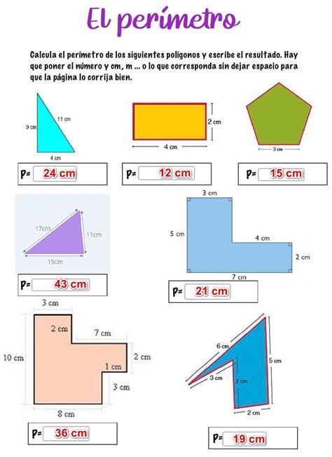 10 Cm P P P El Perímetro Calcula El Perimetro De Los Siguientes