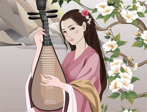 Beautiful Chinese girl playing the harp by Weera Seeknguluam on Dribbble