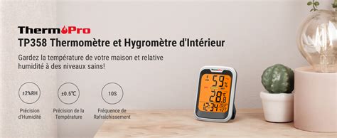 Thermopro Tp Hygrom Tre Bluetooth Thermom Tre Int Rieur Avec Horloge