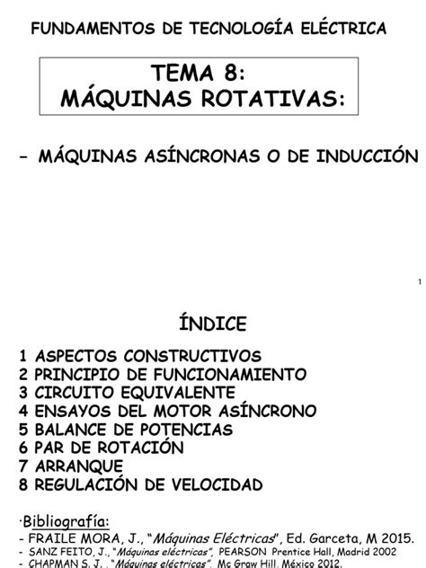 Tema 8 Máquinas Rotativas Máquinas Asíncronas O De Inducción Pdf