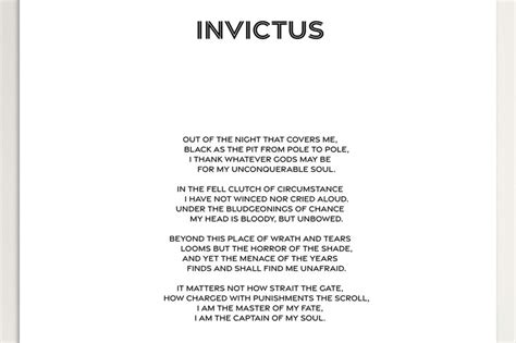 Invictus Poem I Am The Master Of My Fate I Am The Captain Of My Soul Etsy