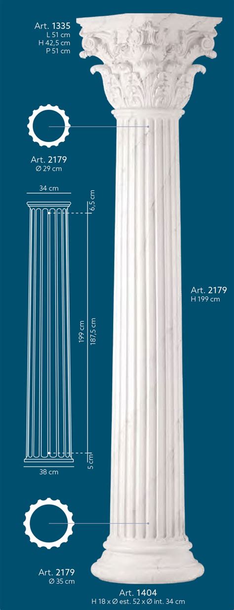 Colonna Ionica Rastremata In Gesso Cm Mod