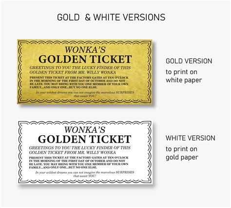 Editable Golden Ticket Printable Template Willy Wonka Party Supplies Wonka Bar Wrapper Included