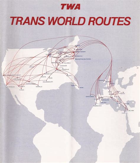 TWA Route Map 1975 From The TWA System Timetable May 1 Mpar21