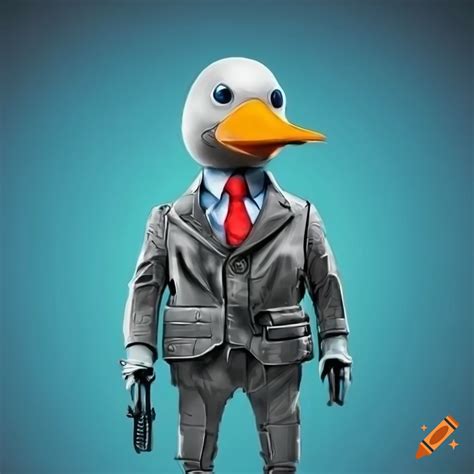 Humanoid Duck In A Suit Holding A Gun On Craiyon