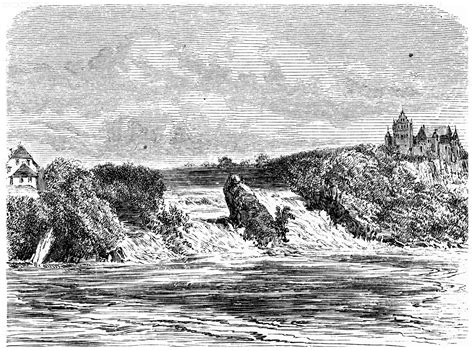 Rhine Fall In Schaffhausen Vintage Engraving Stock Photo At