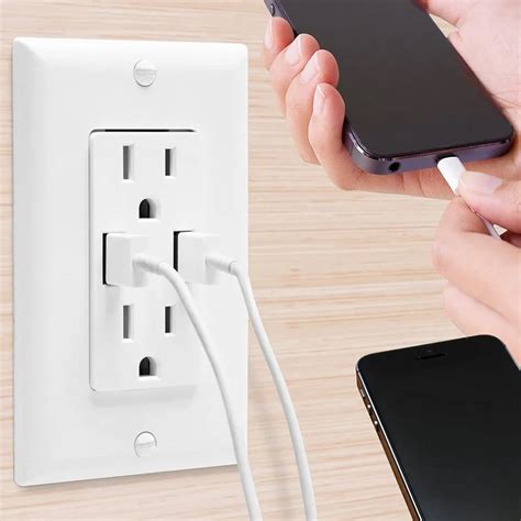 Outad Dual 24a 2 Port Rapid Charging Usb Wall Outlet Conventional Electric Wall Socket Dual Ac