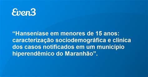 Acesse Sua Conta Hansen Ase Em Menores De Anos Caracteriza O