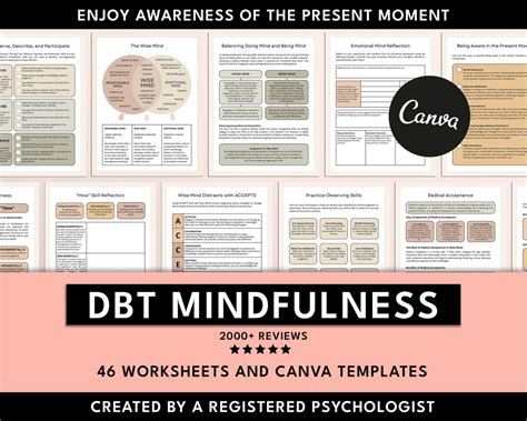 DBT Mindfulness Worksheet Wise Mind Worksheet Canva Templates DBT