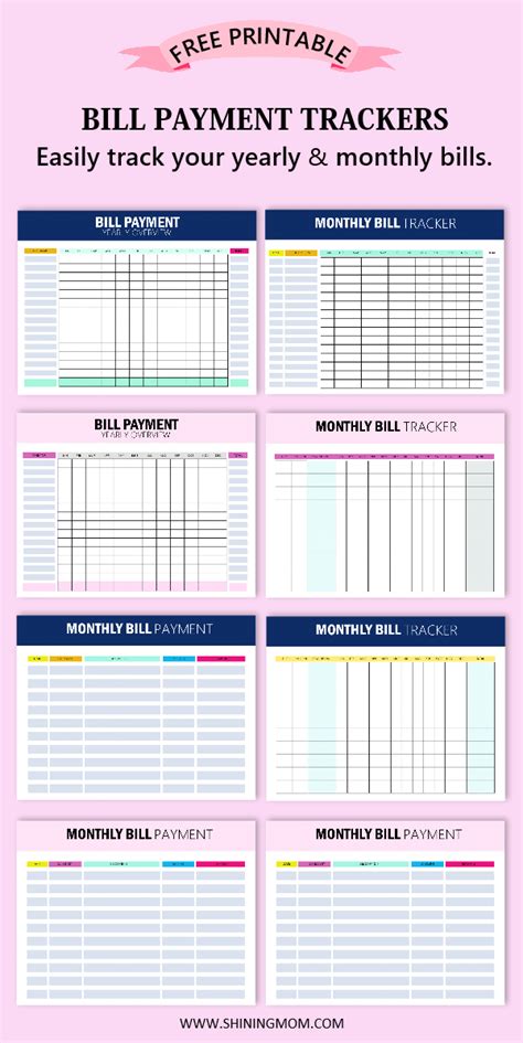 Free Bill Tracker Printables Be On Top Of Your Monthly Payment