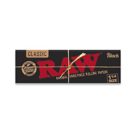 Raw Classic Black 1¼ Size Natural Unrefined Rolling Papers 50 Leaves