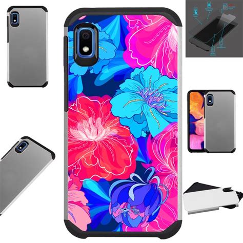 Compatible Samsung Galaxy A10e Tempered Glass Case Hybrid Tpu Fusion Phone Cover Hibiscus