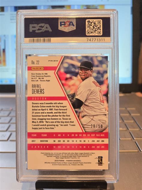 2018 Panini Chronicles 28 50 Rafael Devers Phoenix Carolina Blue 22