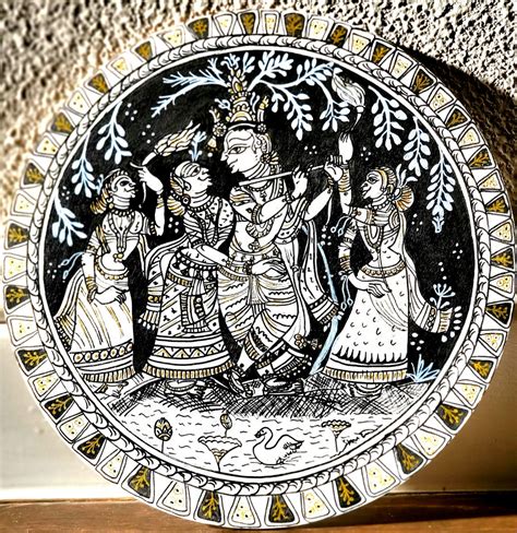 Black and White Krishna Wall Plate Art - Etsy