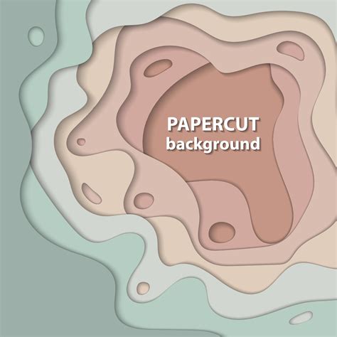 Vector Background With Pastel Nude Beige And Light Green Color Paper Cut Shapes D Abstract